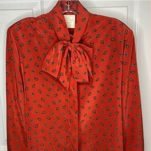 Vintage 80’s PENDLETON Country Sophisticates Red Paisley Puss Bow Blouse Size L